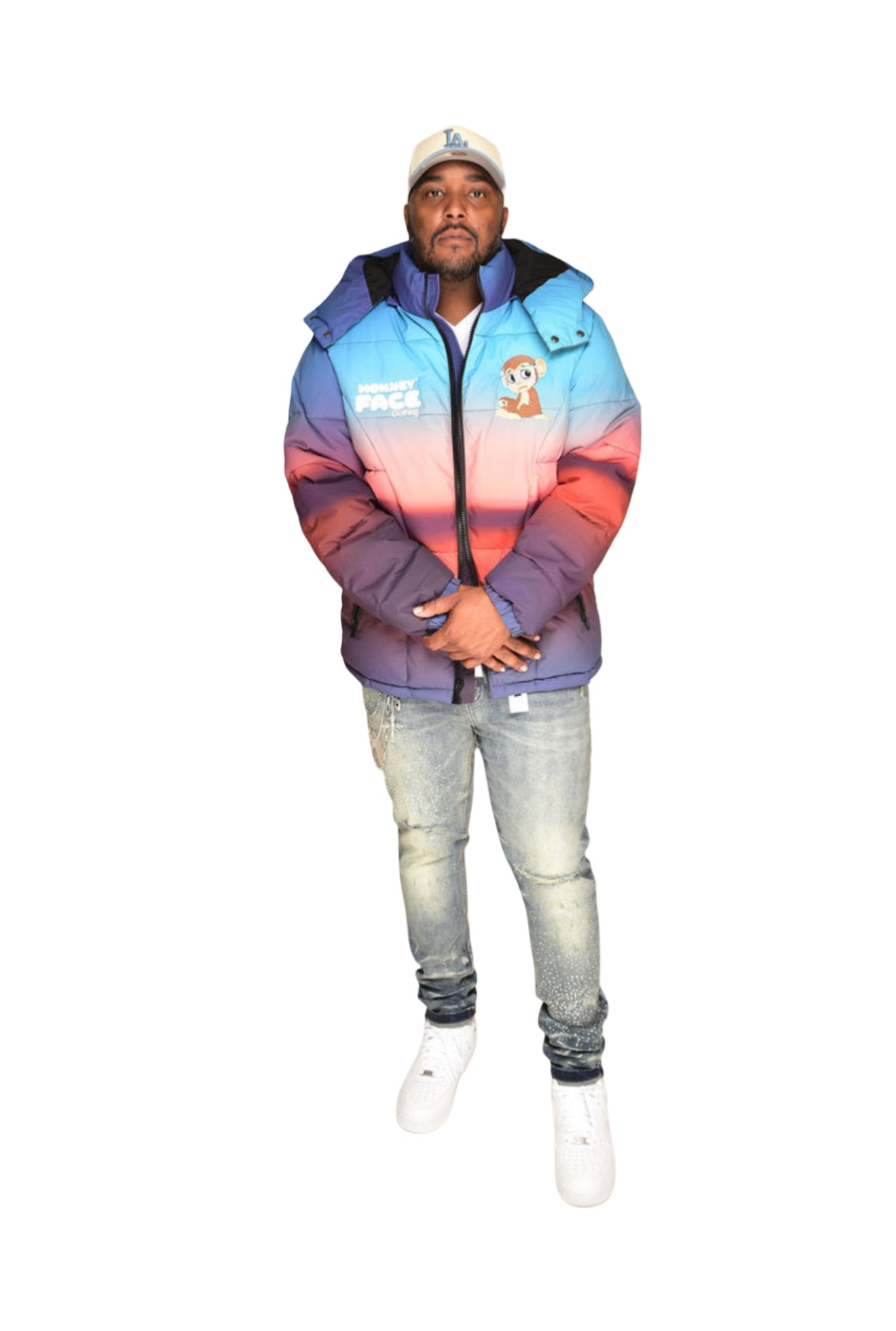 MonkeyFace Mountains Sunrise Puffer Coat