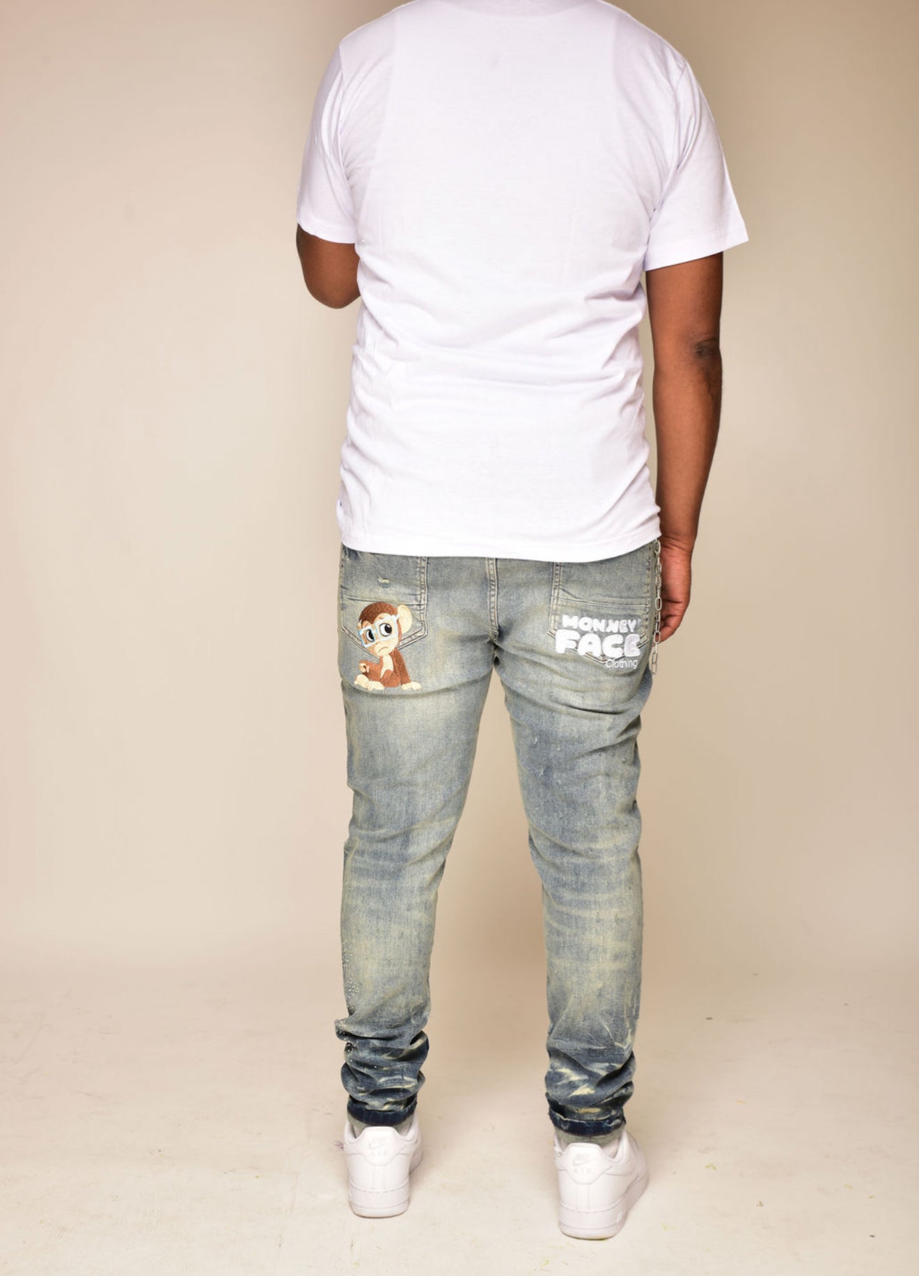 Star Studded Distressed Slim Fit Jeans