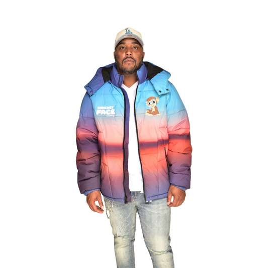 MonkeyFace Mountains Sunrise Puffer Coat
