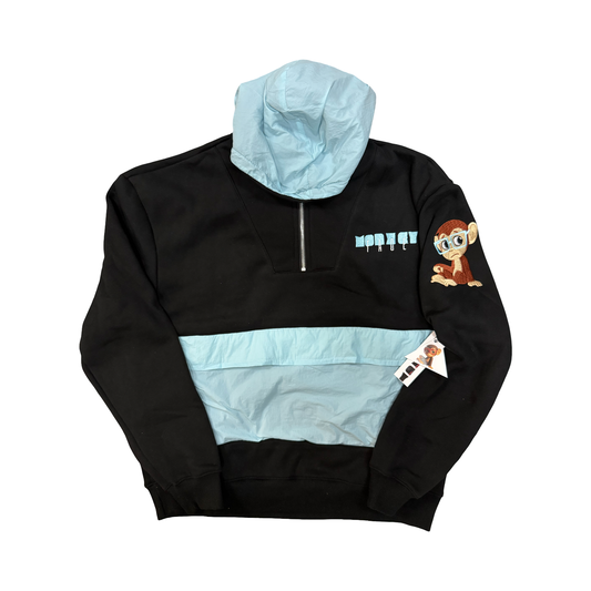 MonkeyFace Half Zip Hoodie Baby Blue-Black