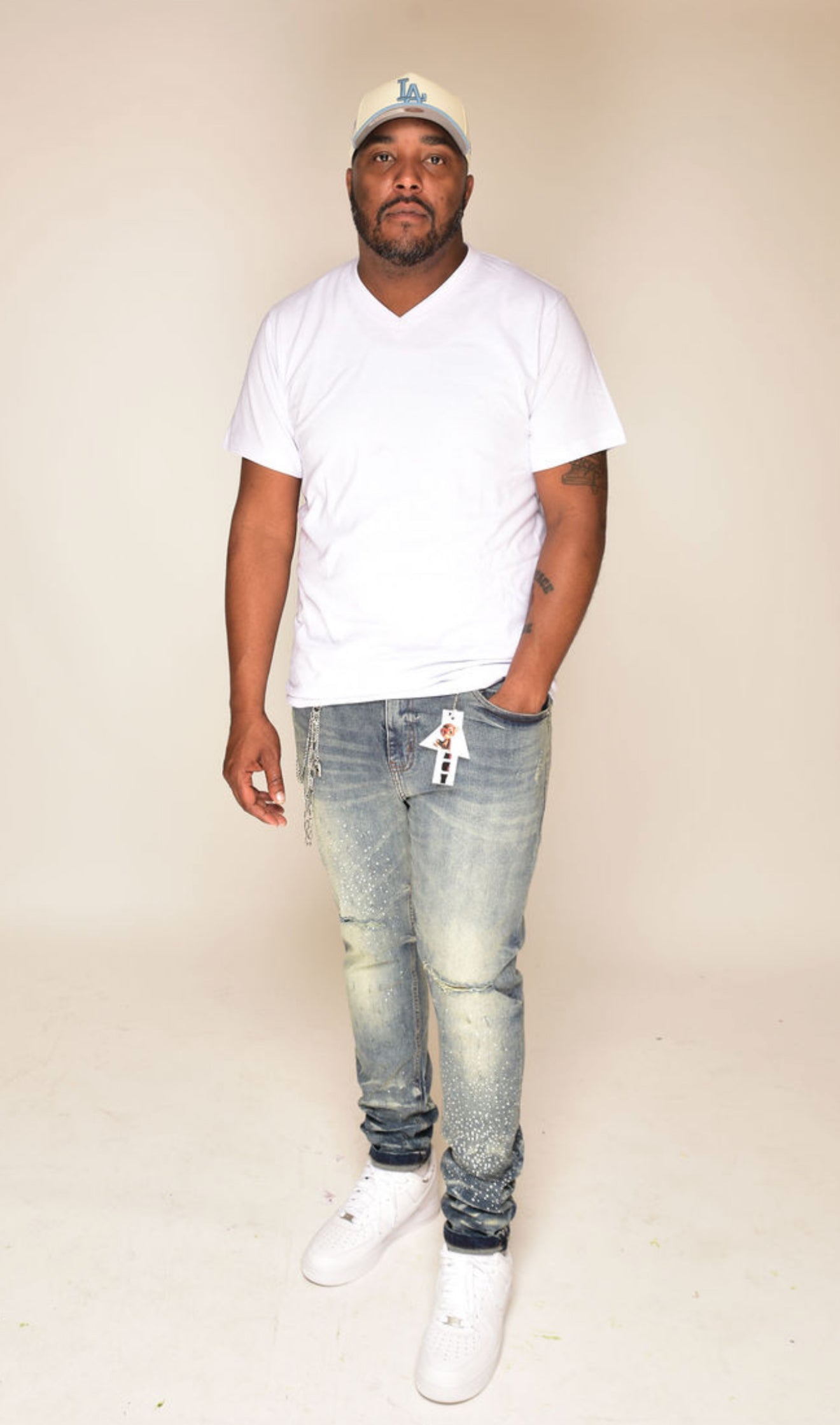 Star Studded Distressed Slim Fit Jeans