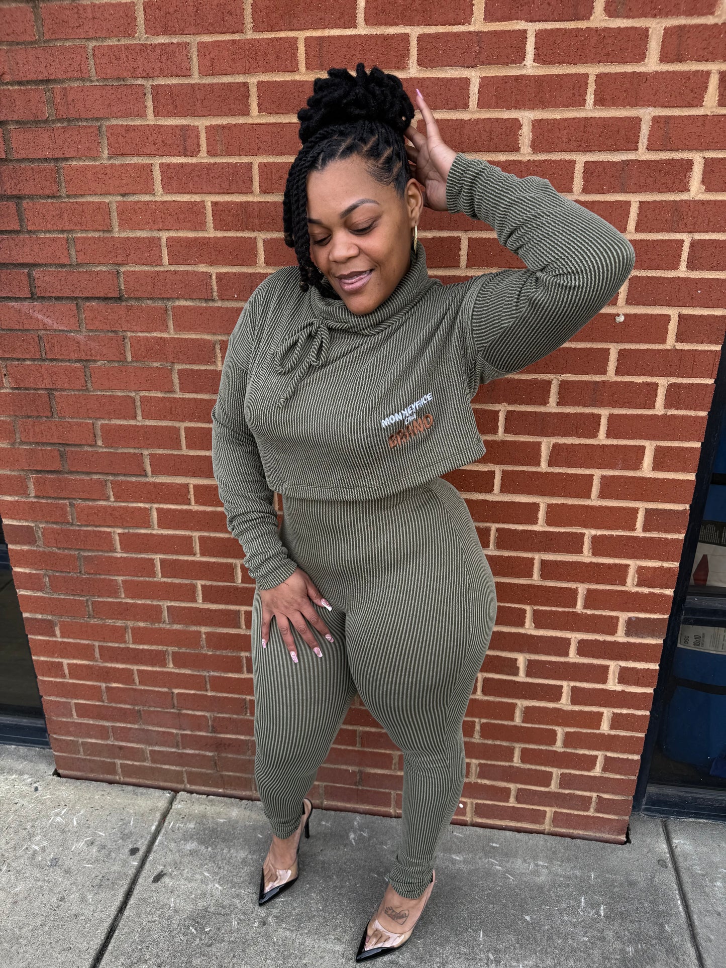 Nightlife 2 Piece Jumpsuit set Olive